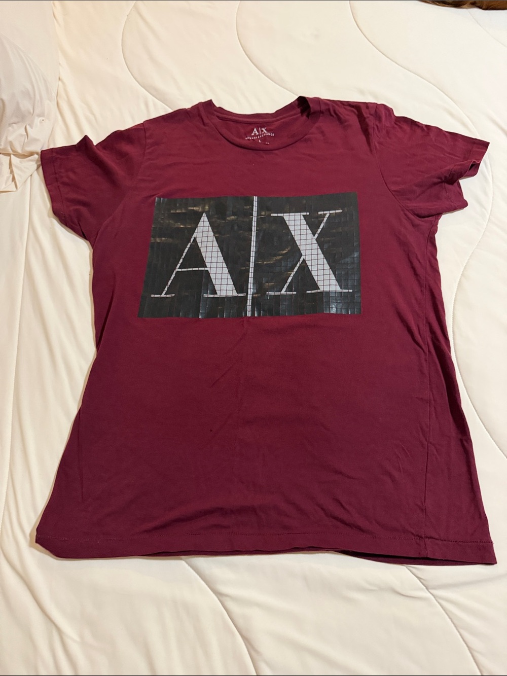 A/X Armani Exchange Maroon Graphic Logo Short Sleeve Tee